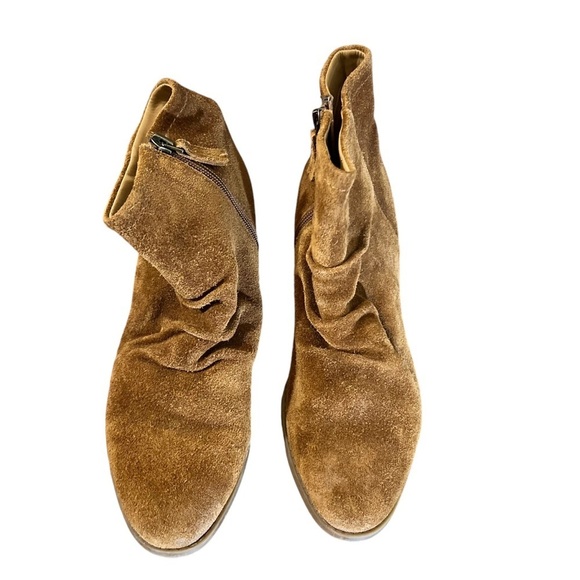 Franco Sarto Wedge Booties Womens 9.5 Chestnut Brown Suede Leather Fall Shoe - Picture 5 of 9